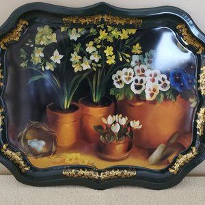 1993 Ian Logan London Tray Large 17" x 22" Painting By Lucy Neil Made In The UK.